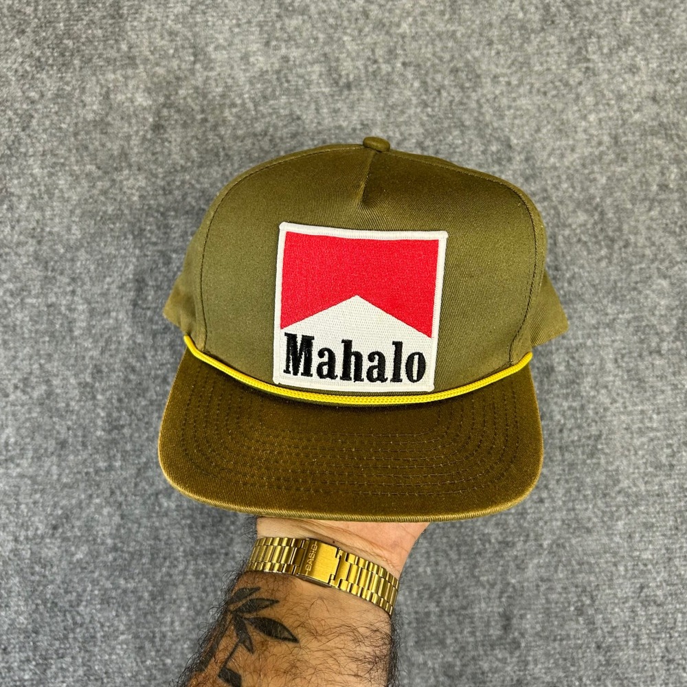 Two Joints Surf Co Mahalo Patch Snapback Hat Olive Green Rope Trucker Cap